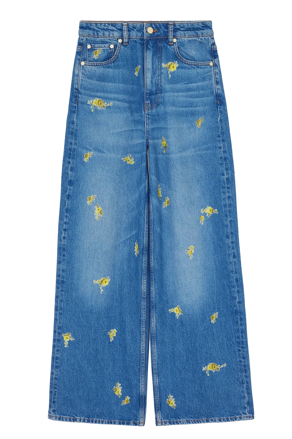 Printed Flower Denim Lari Jeans - Light Blue Vintage