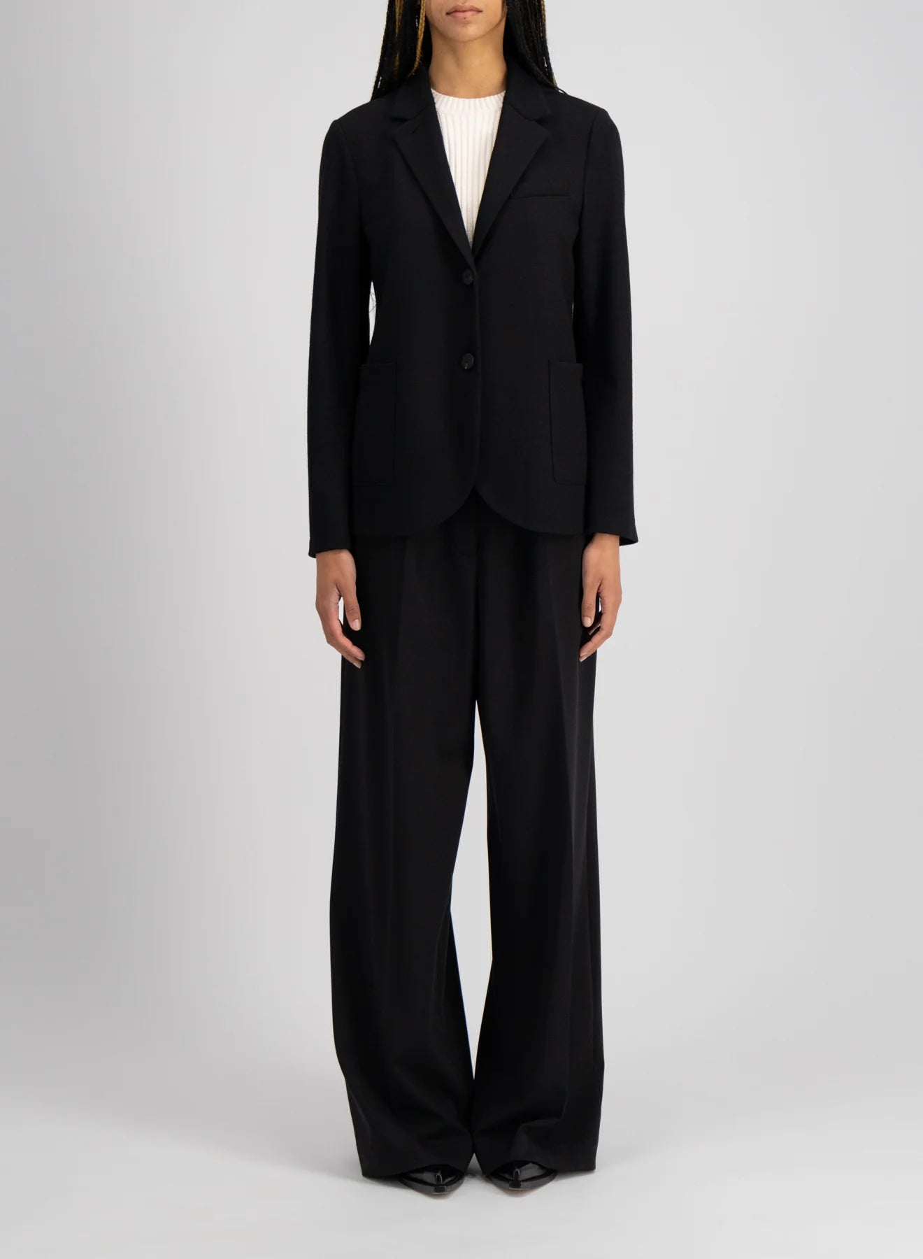 Stand Up Collar Blazer Superfine Merino - Black