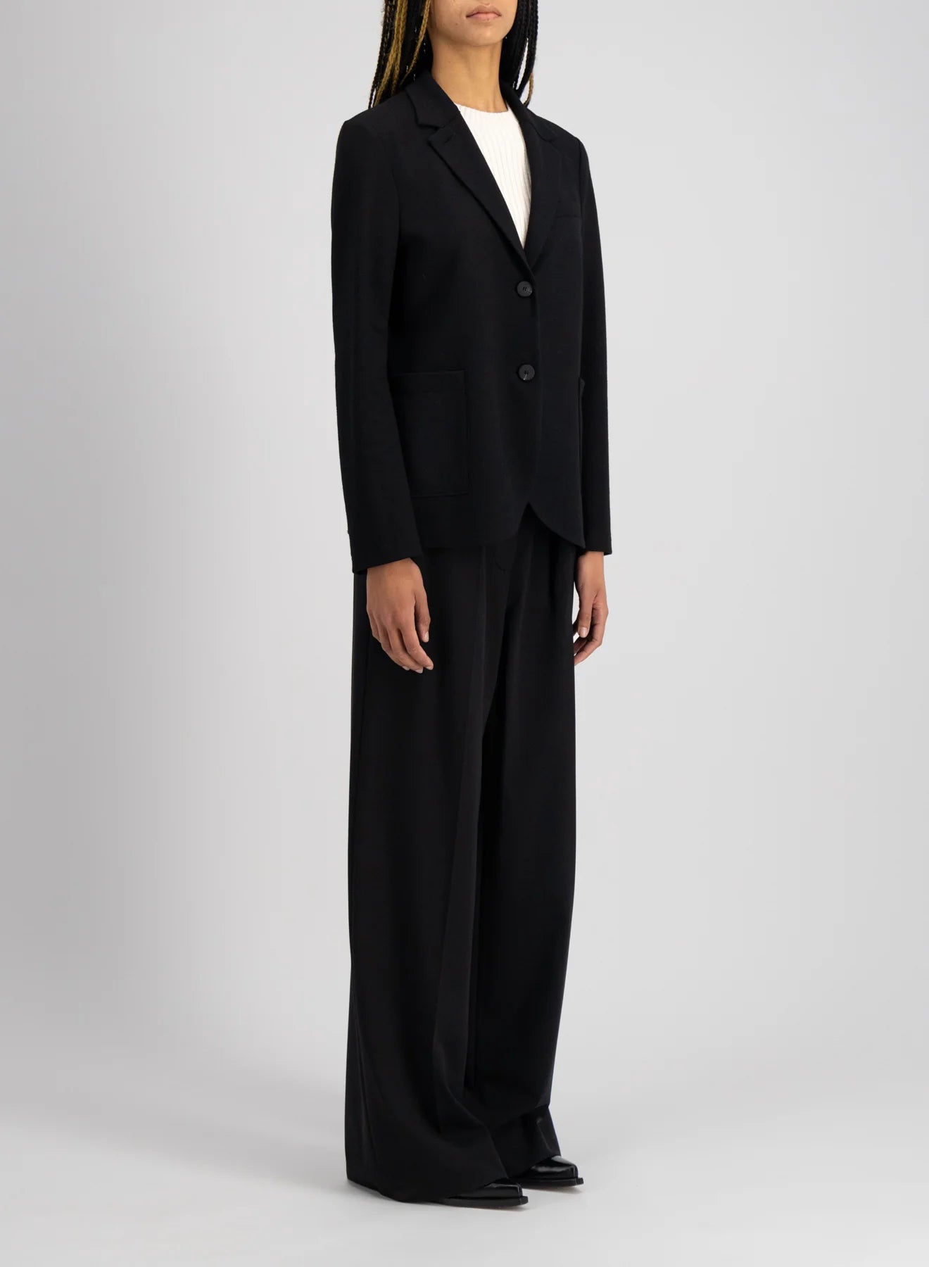 Stand Up Collar Blazer Superfine Merino - Black