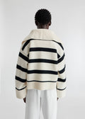 Clio Cropped Sweater - Black / Off White Stripe