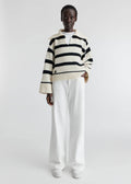 Clio Cropped Sweater - Black / Off White Stripe