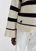 Clio Cropped Sweater - Black / Off White Stripe