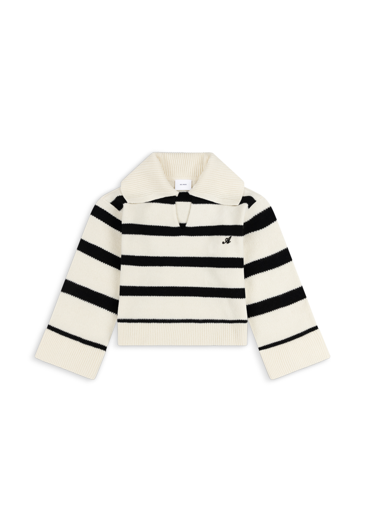 Clio Cropped Sweater - Black / Off White Stripe