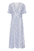 Adelic Long SS Dress - Blue Dazzling Flower