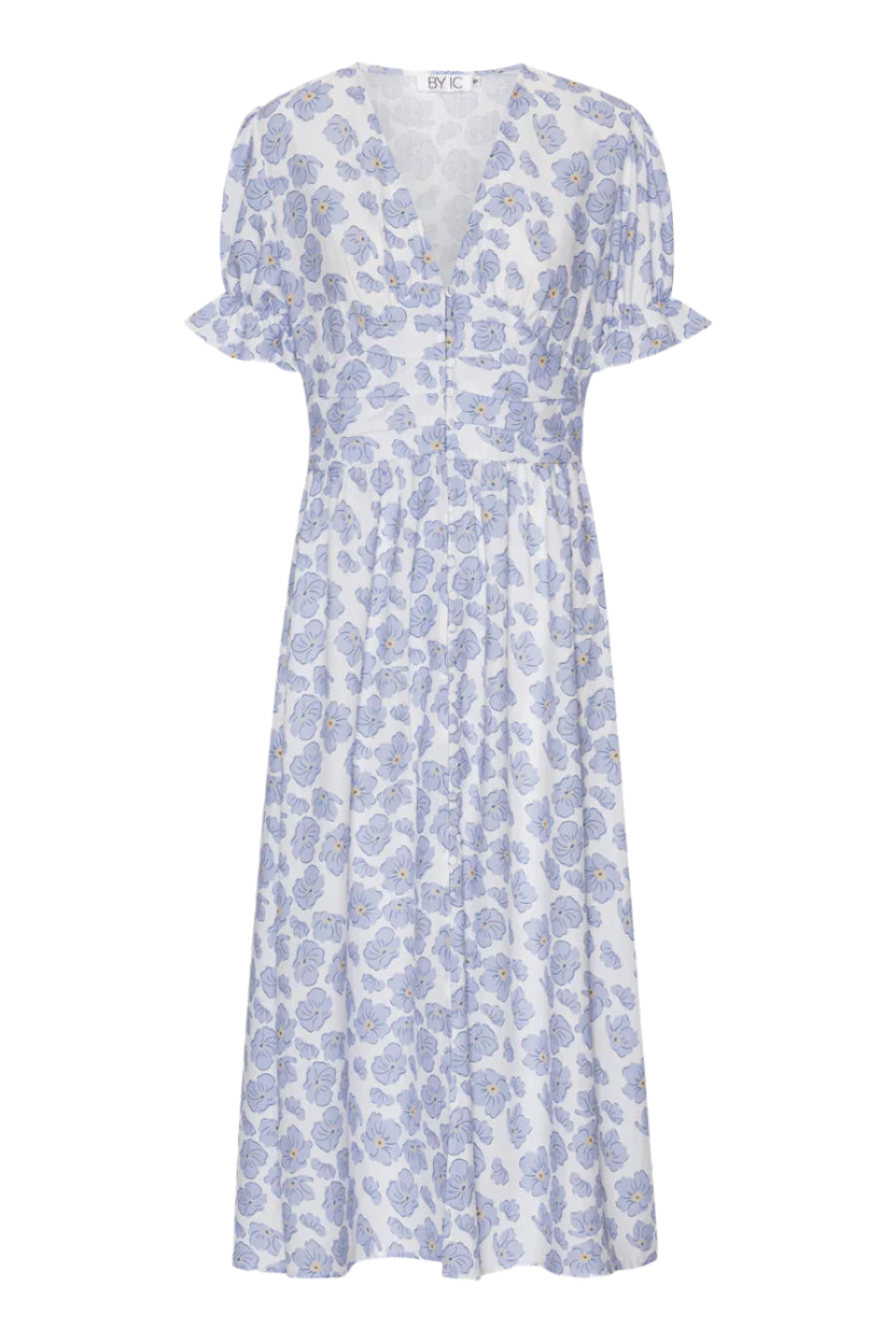 Adelic Long SS Dress - Blue Dazzling Flower