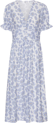 Adelic Long Ss Dress - Blue Dazzling Flower