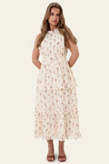 Jasminic Long Dress - Off White Vintage Rose