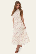 Jasminic Long Dress - Off White Vintage Rose