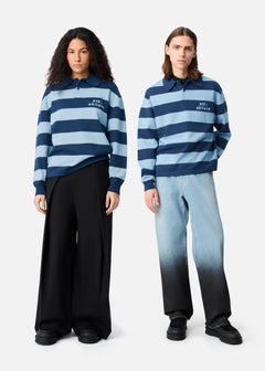 Frey Polo Sweater - Navy/Light Blue