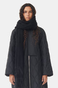 GANNI Fringed Wool Scarf - Svart