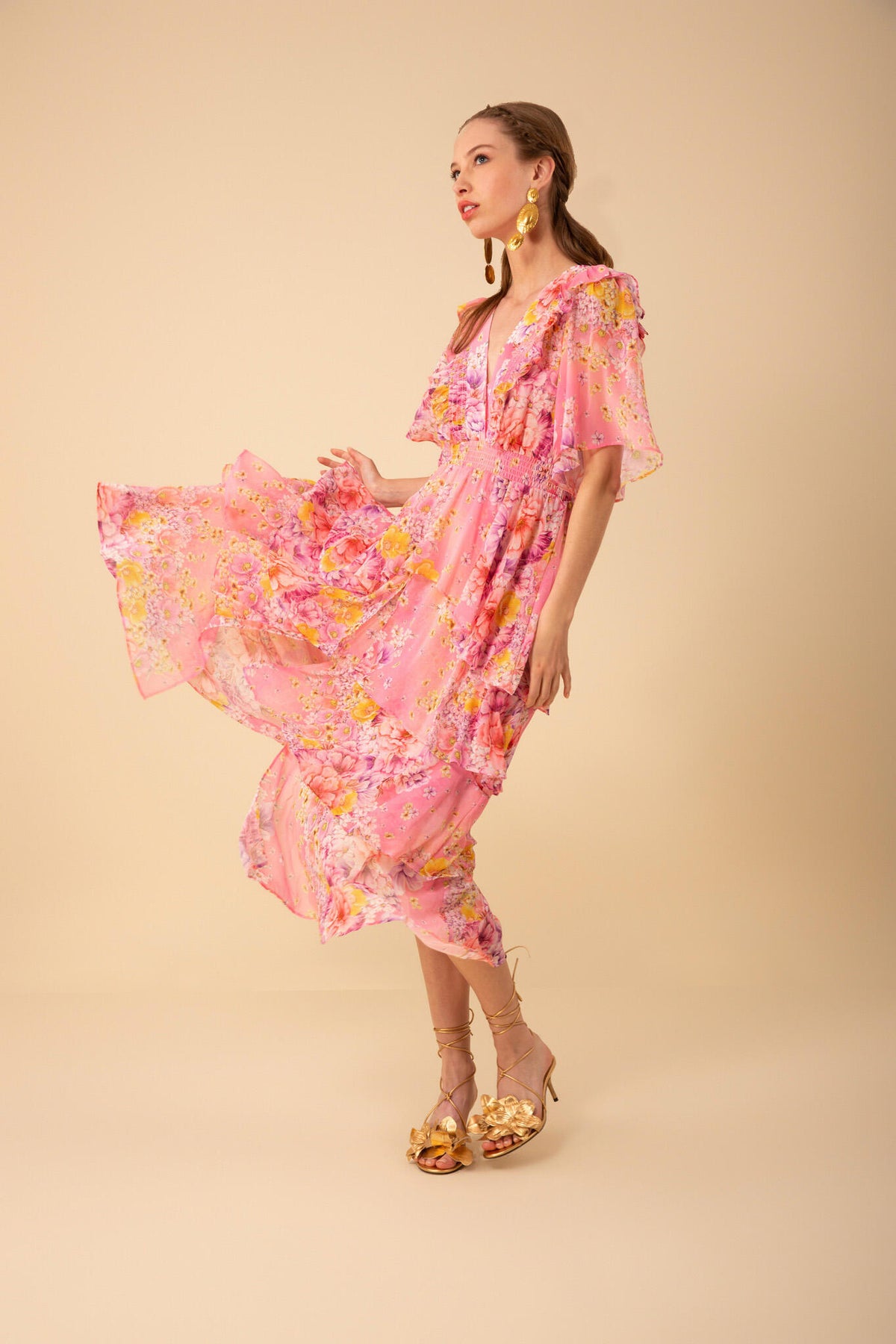 Freya Dress W Tiered Dress - Pink