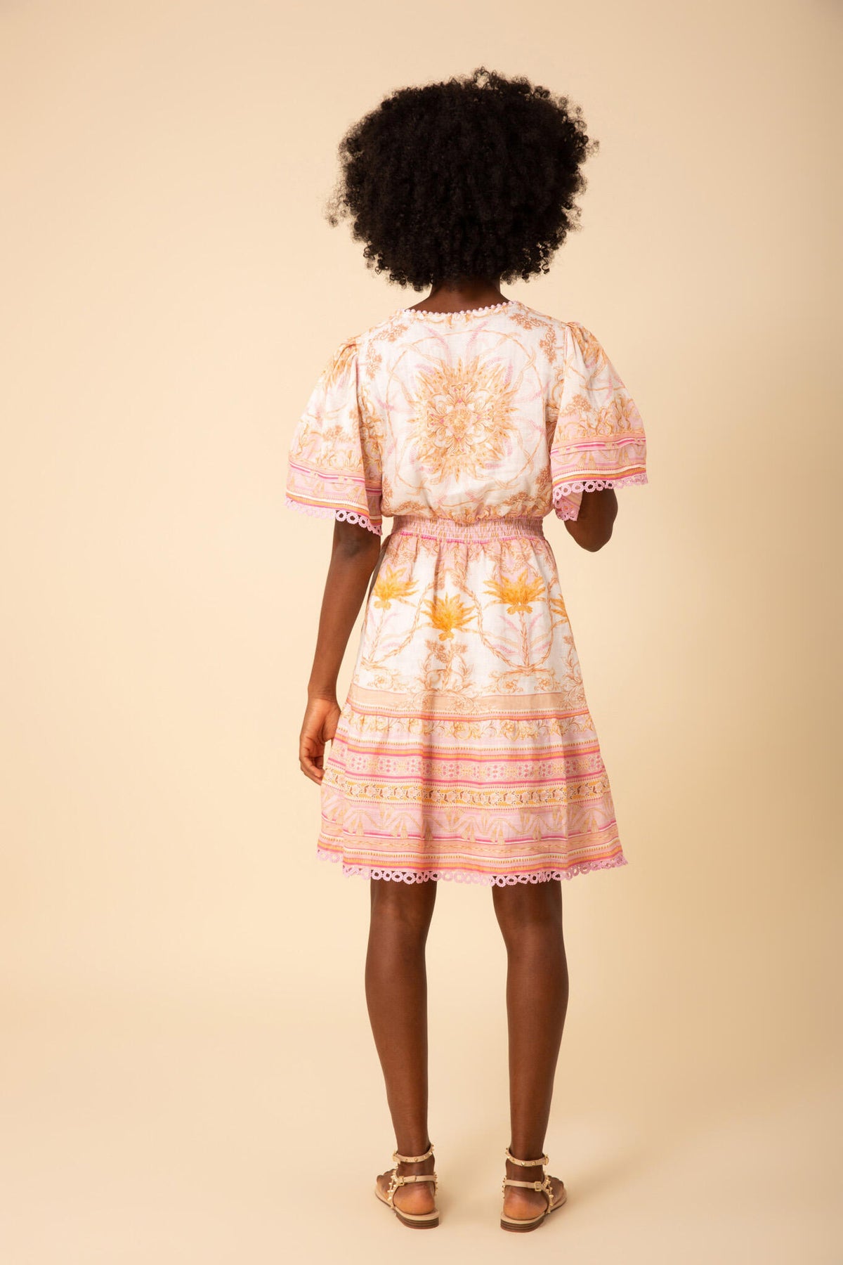 Callie Linen Dress - Pink
