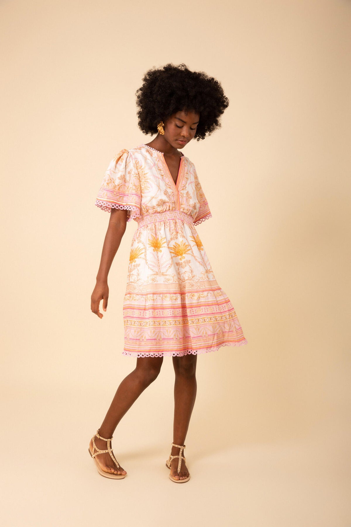 Callie Linen Dress - Pink