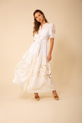 Ruth Long Dress W Embrodery - Ivory