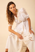 Ruth Long Dress W Embrodery - Ivory