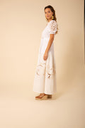 Ruth Long Dress W Embrodery - Ivory