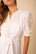 Ruth Long Dress W Embrodery - Ivory
