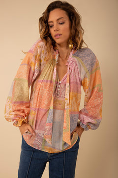 Gemma Blouse Silk Cotton - Peach