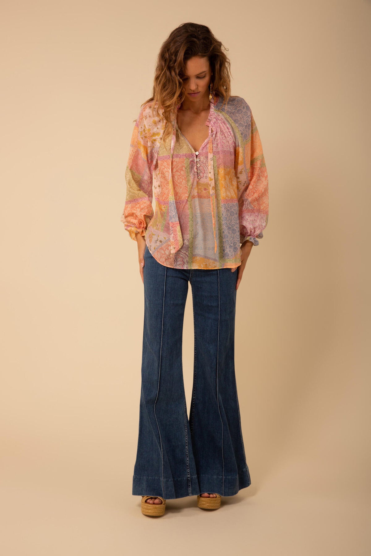 Gemma Blouse Silk Cotton - Peach