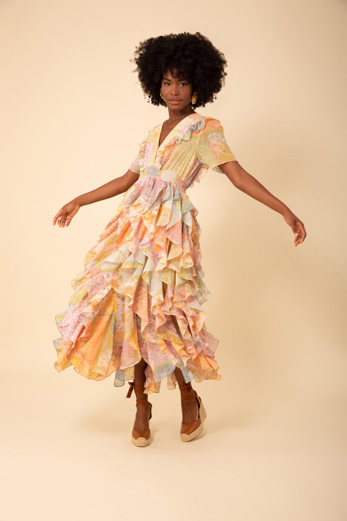 Aspen Dress Ruffle Skirt - Peach