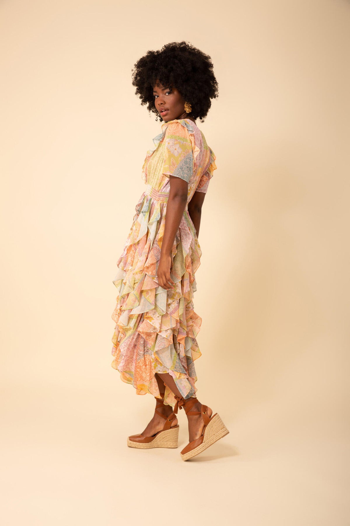 Aspen Dress Ruffle Skirt - Peach