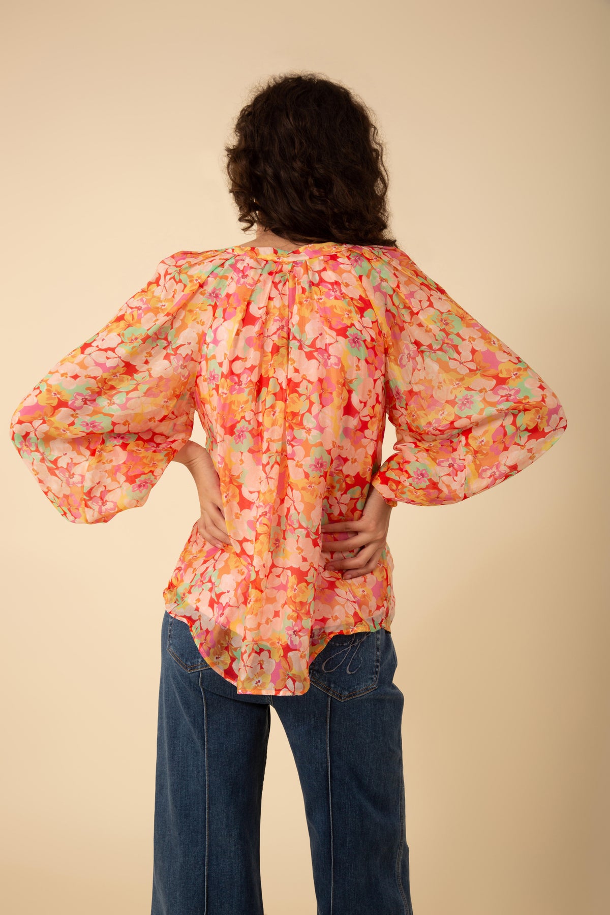 Octavia Silk-Rayon Blouse - Orange