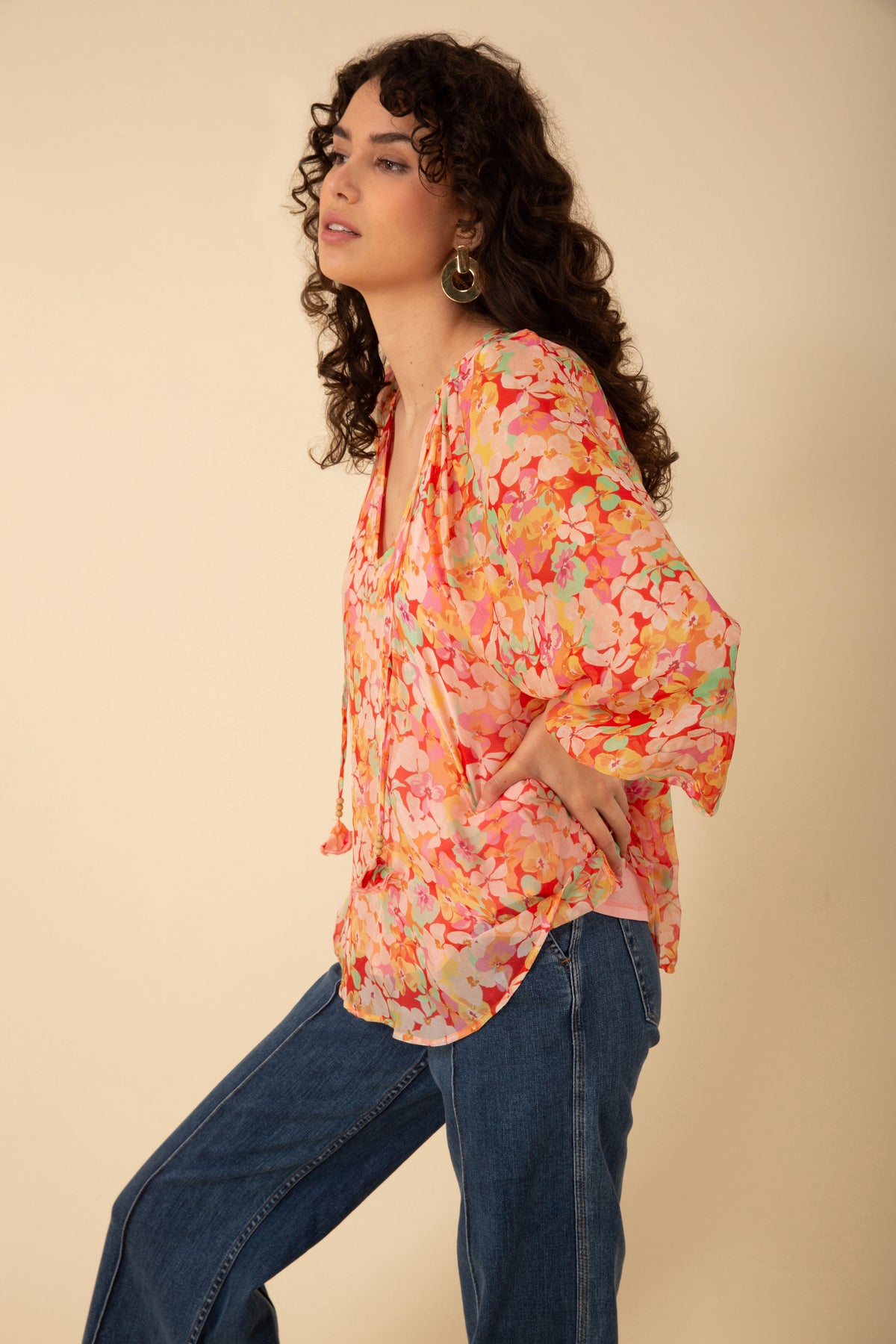 Octavia Silk-Rayon Blouse - Orange