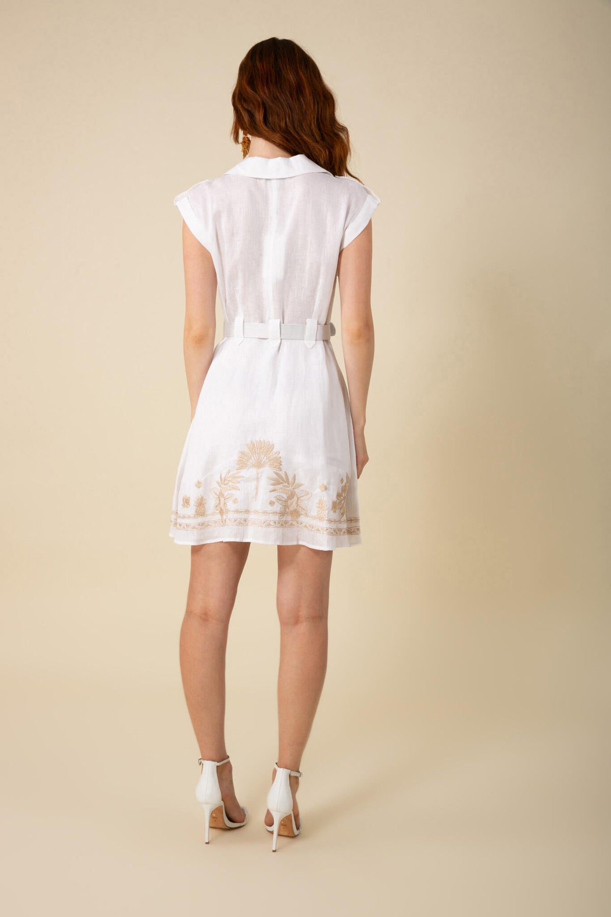 Jane Dress Linen W Embrodey - White