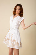Jane Dress Linen W Embrodey - White