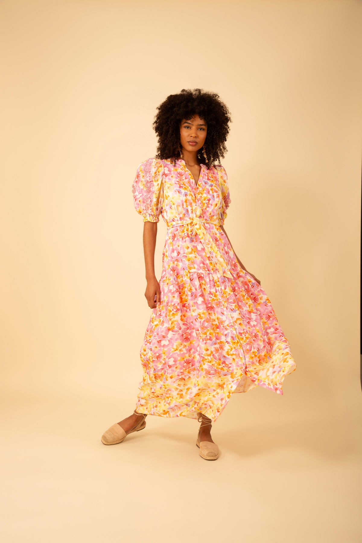 Hayden Long Linen Dress - Pink