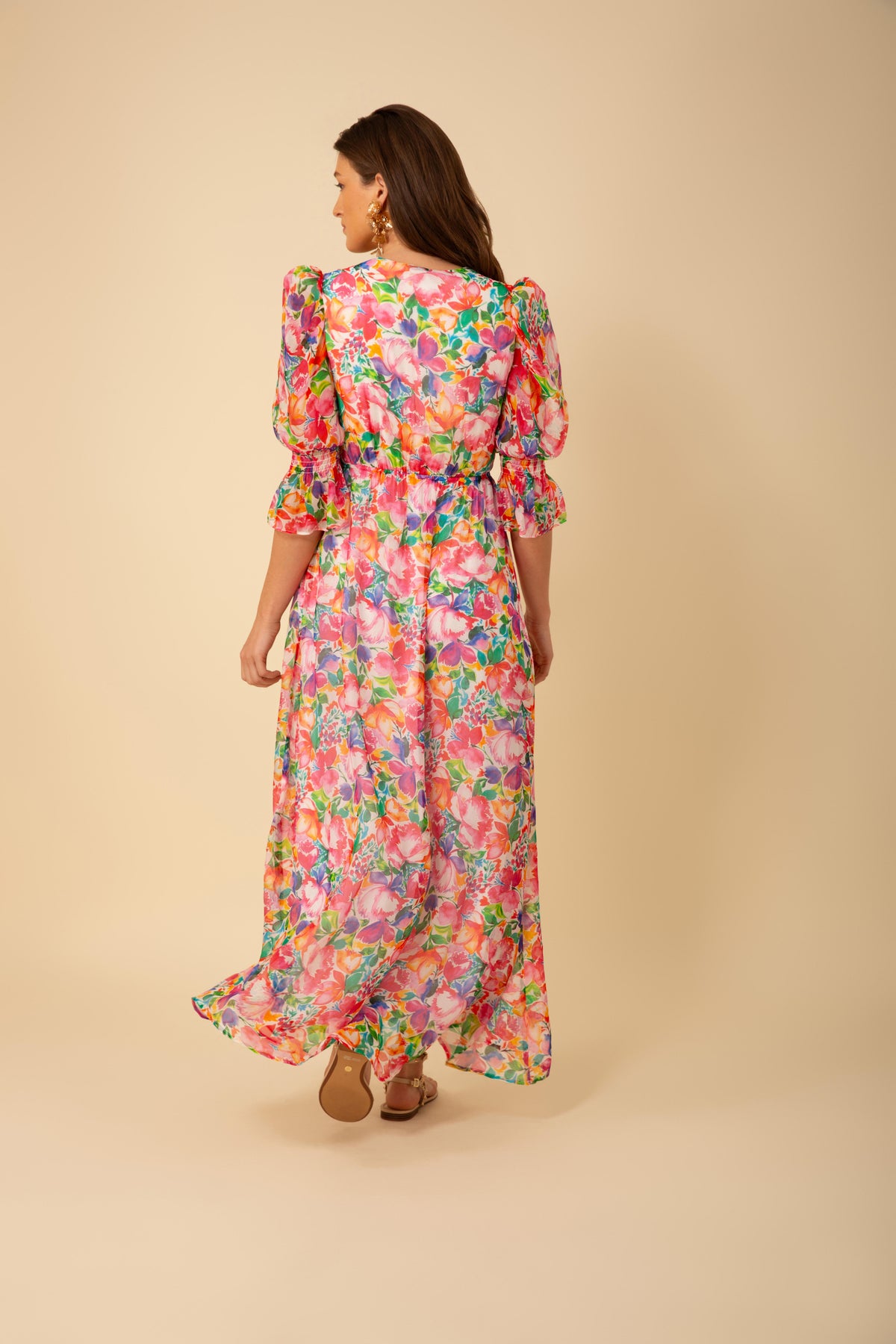 Ophelia Long Dress Silk-Rayo - Pink