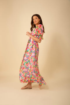 Ophelia Long Dress Silk-Rayo - Pink