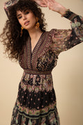 Nylah Long Dress Rayon/Silk - Black