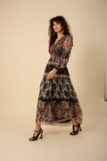 Nylah Long Dress Rayon/Silk - Black