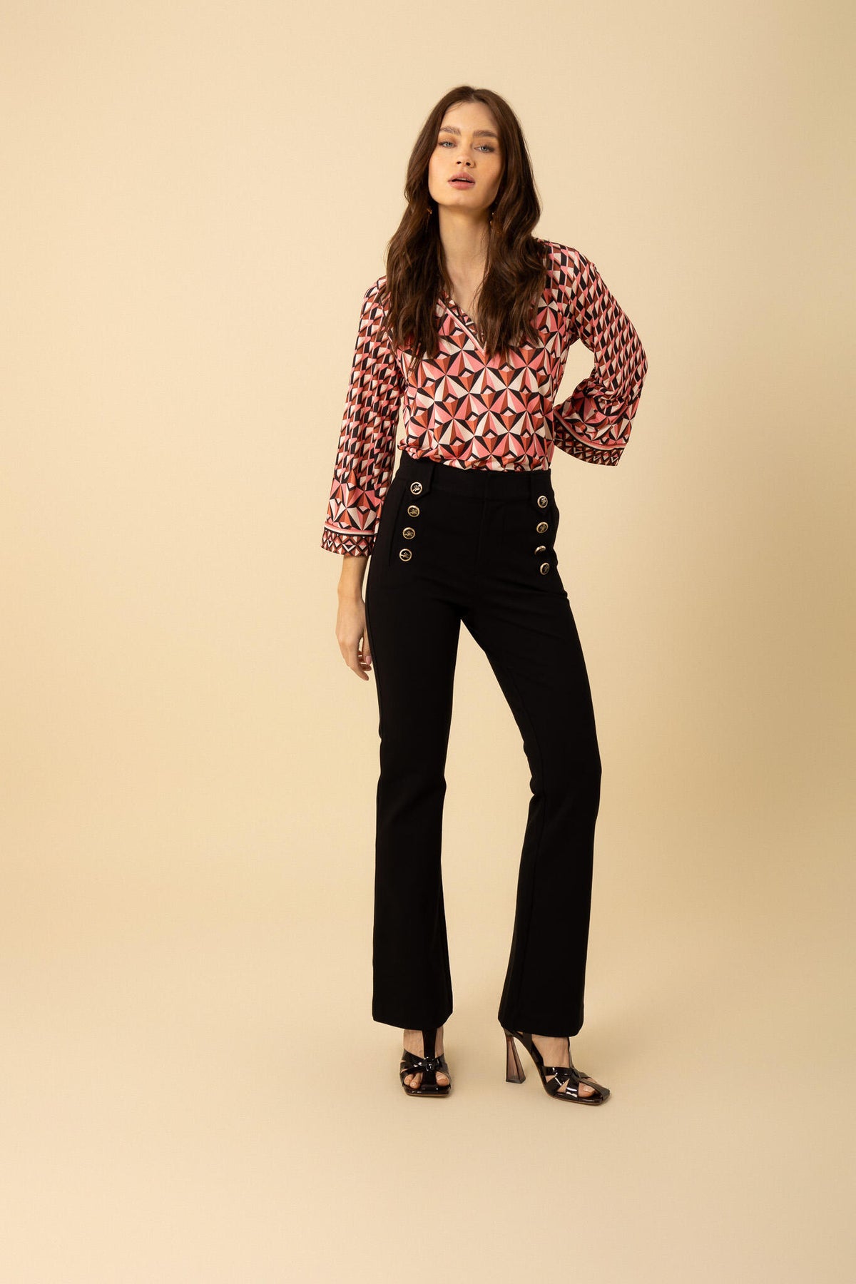 Lexi Pants W Buttons - Black