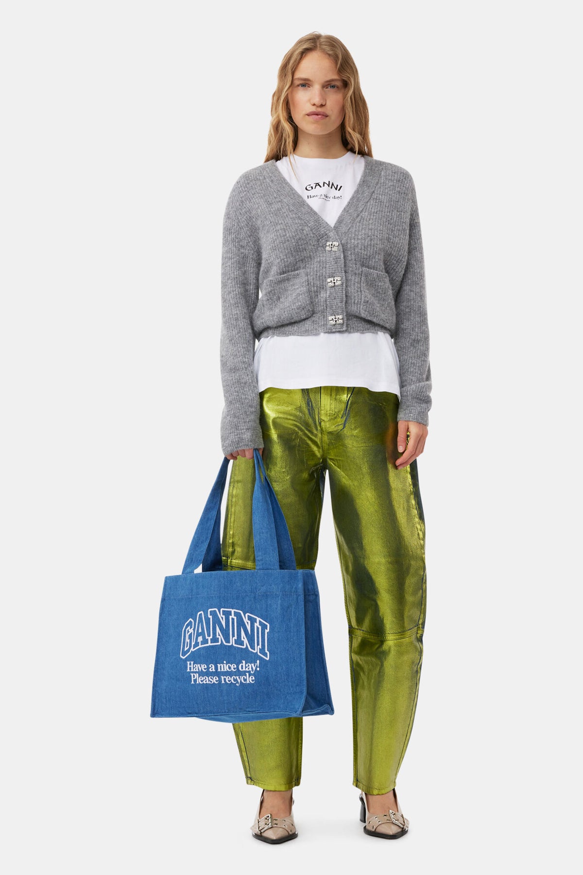 GANNI Large Easy Shopper Denim