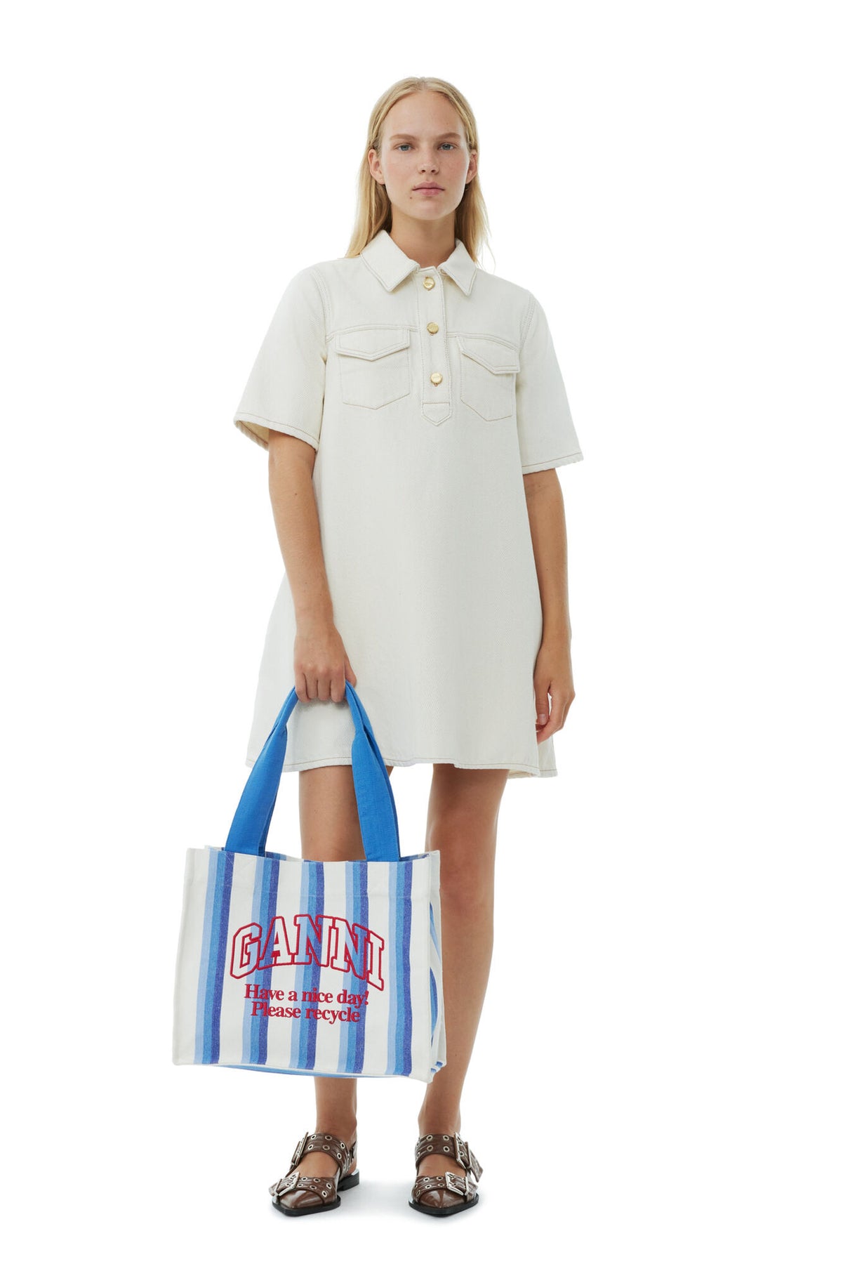 Large Easy Shopper Stripes - Dark Blue