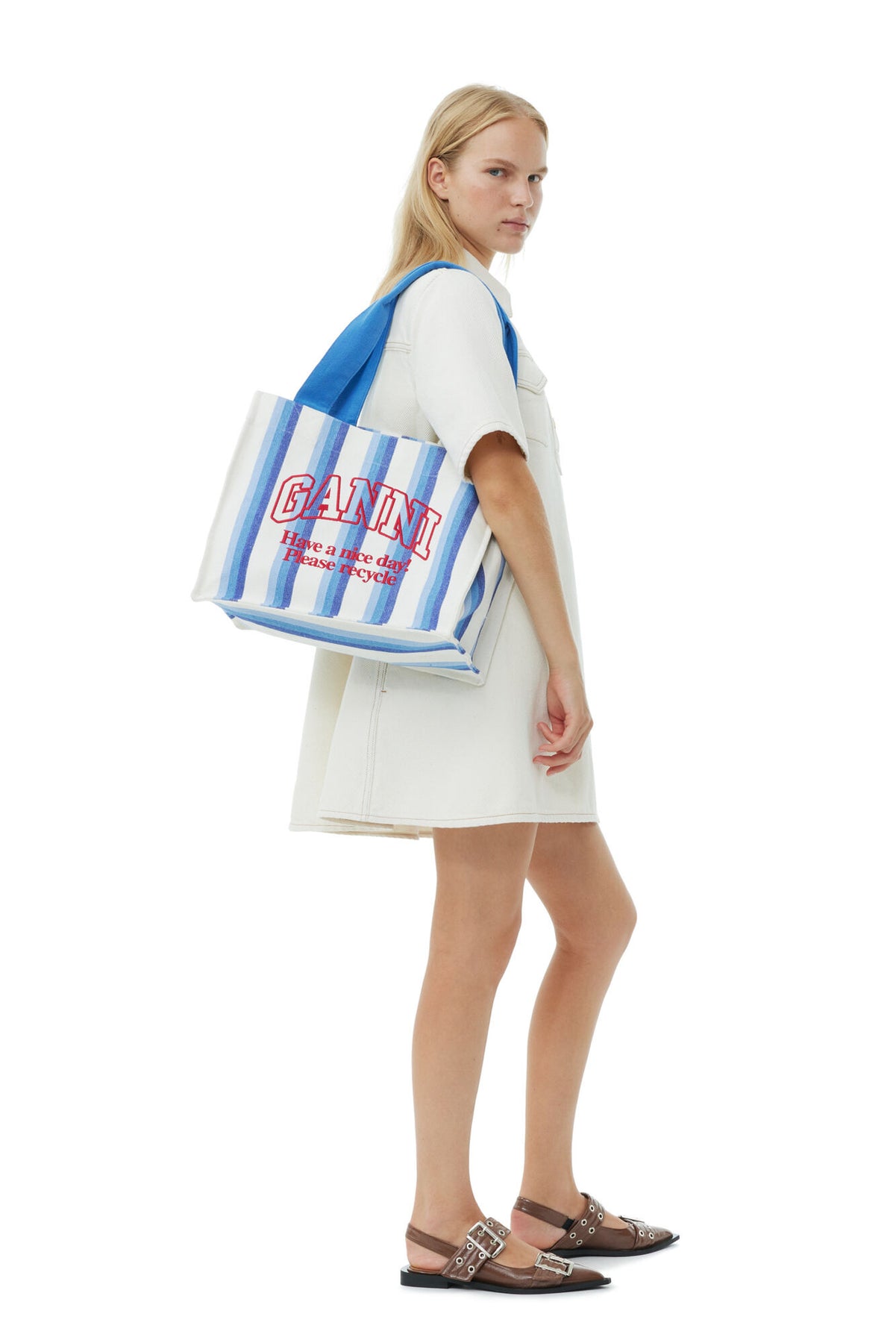 Large Easy Shopper Stripes - Dark Blue