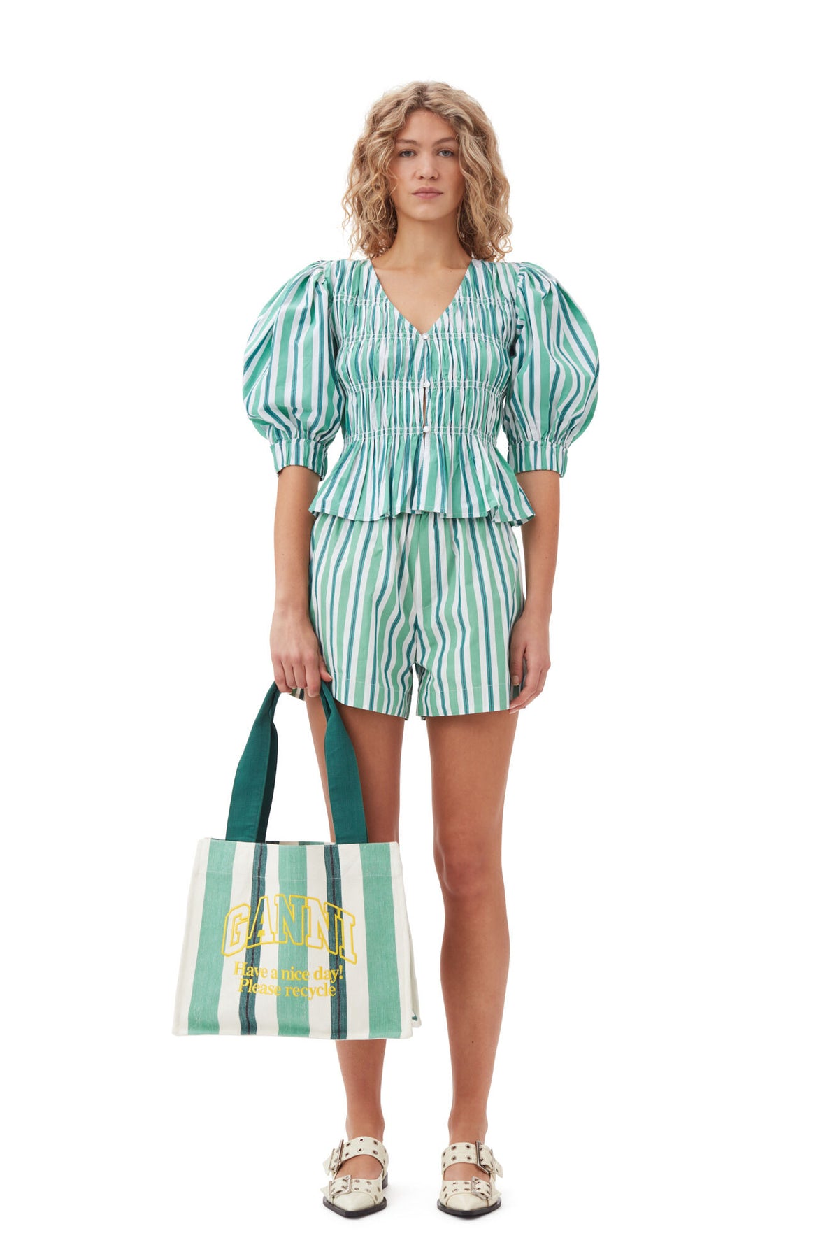 Large Easy Shopper Stripes - Juniper
