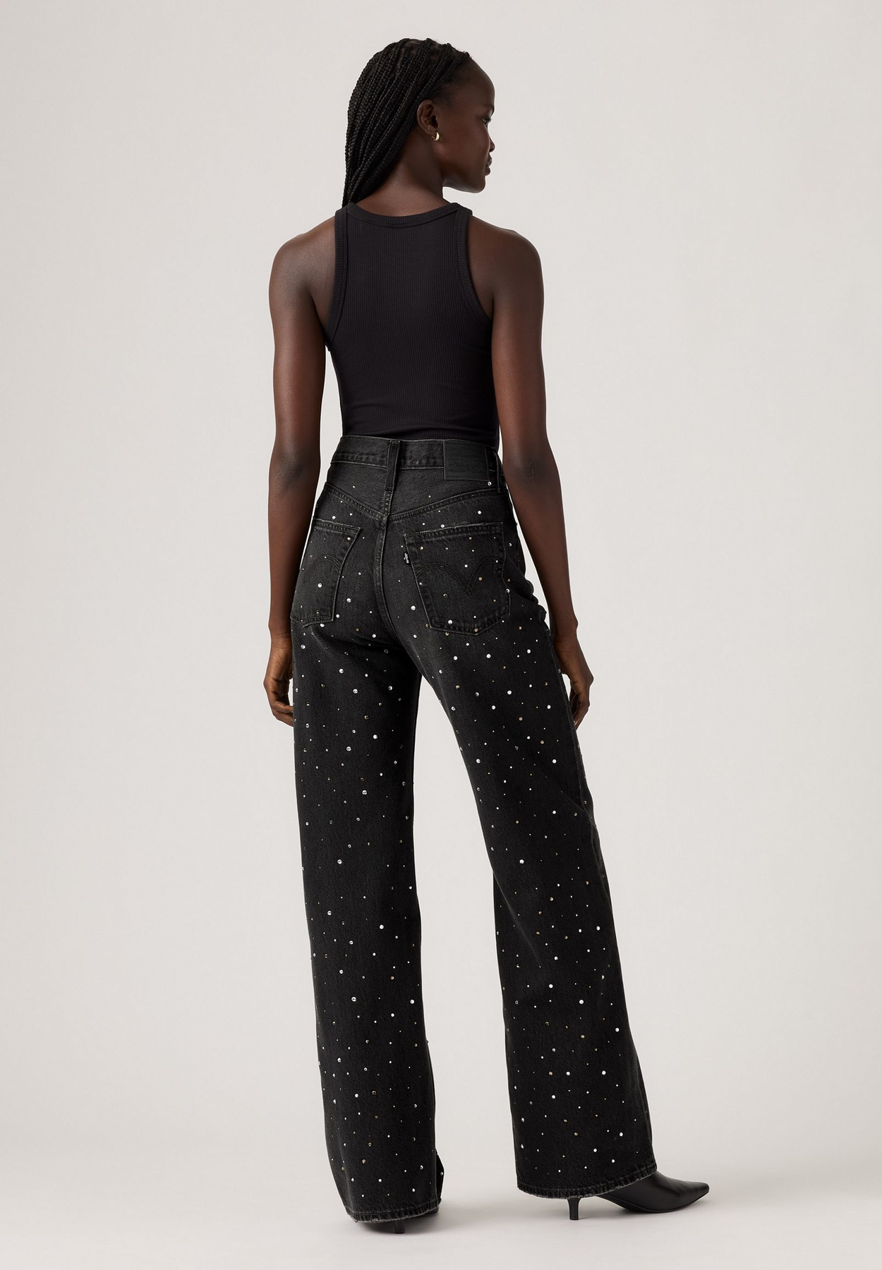 Ribcage Wide Leg Jeans - Dazzle Me Smoke