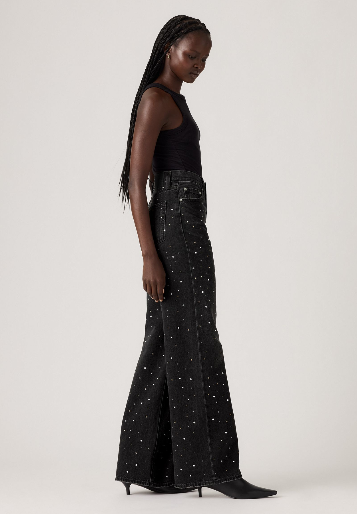 Ribcage Wide Leg Jeans - Dazzle Me Smoke