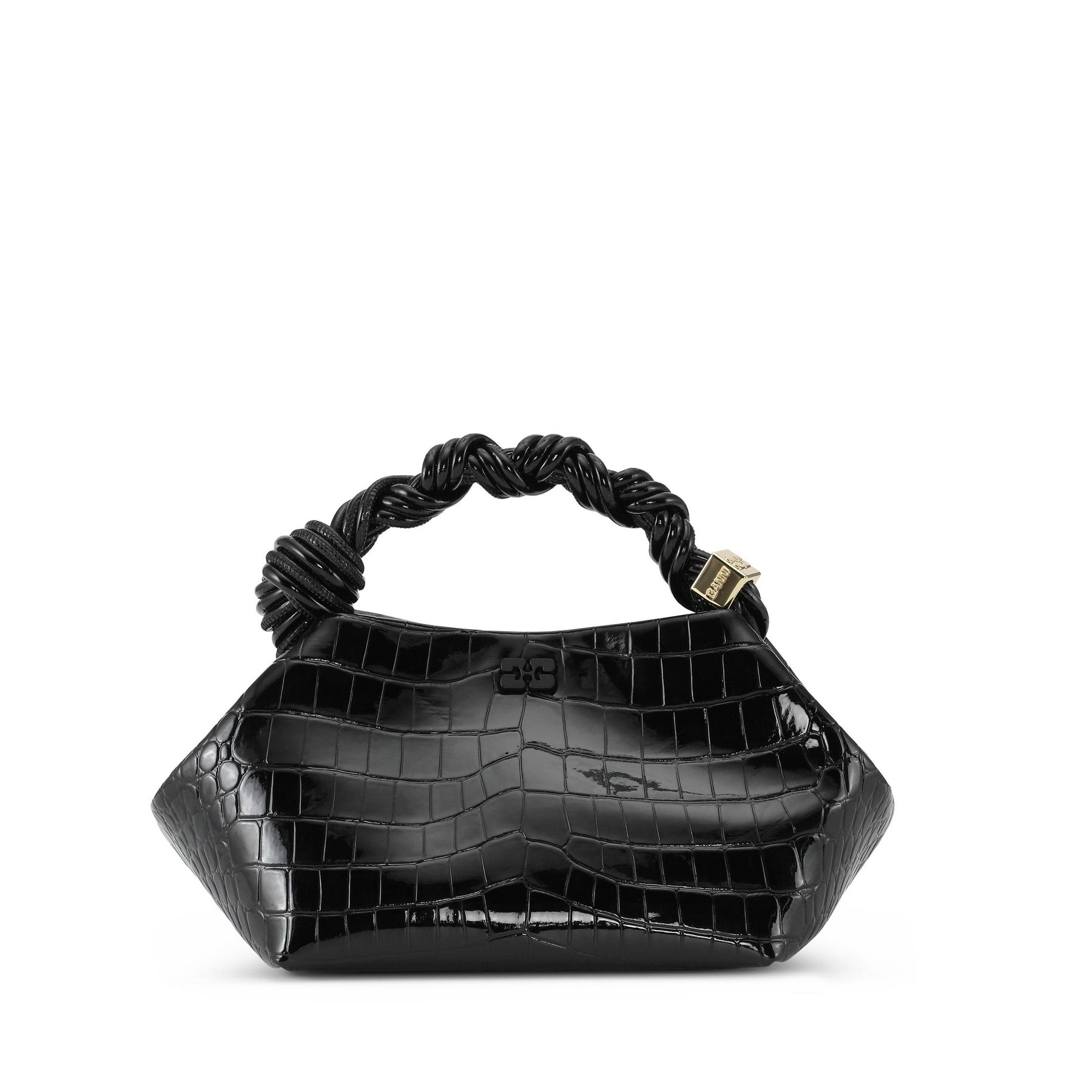 Ganni Bou Bag Small Patent Croco - Black