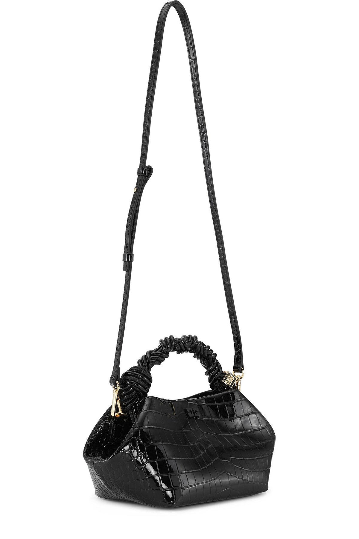 Ganni Bou Bag Small Patent Croco - Black