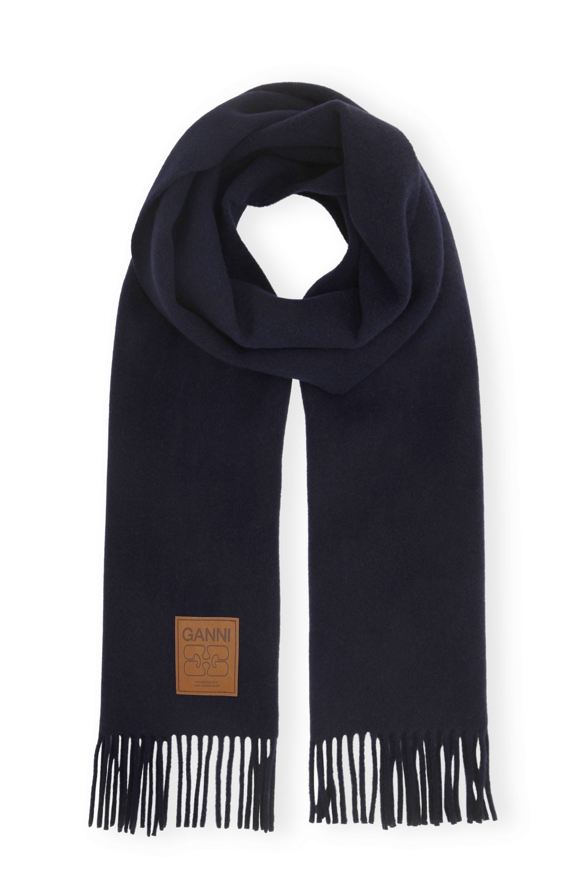 GANNI Double Face Wool Solid Halsduk - Sky Captain