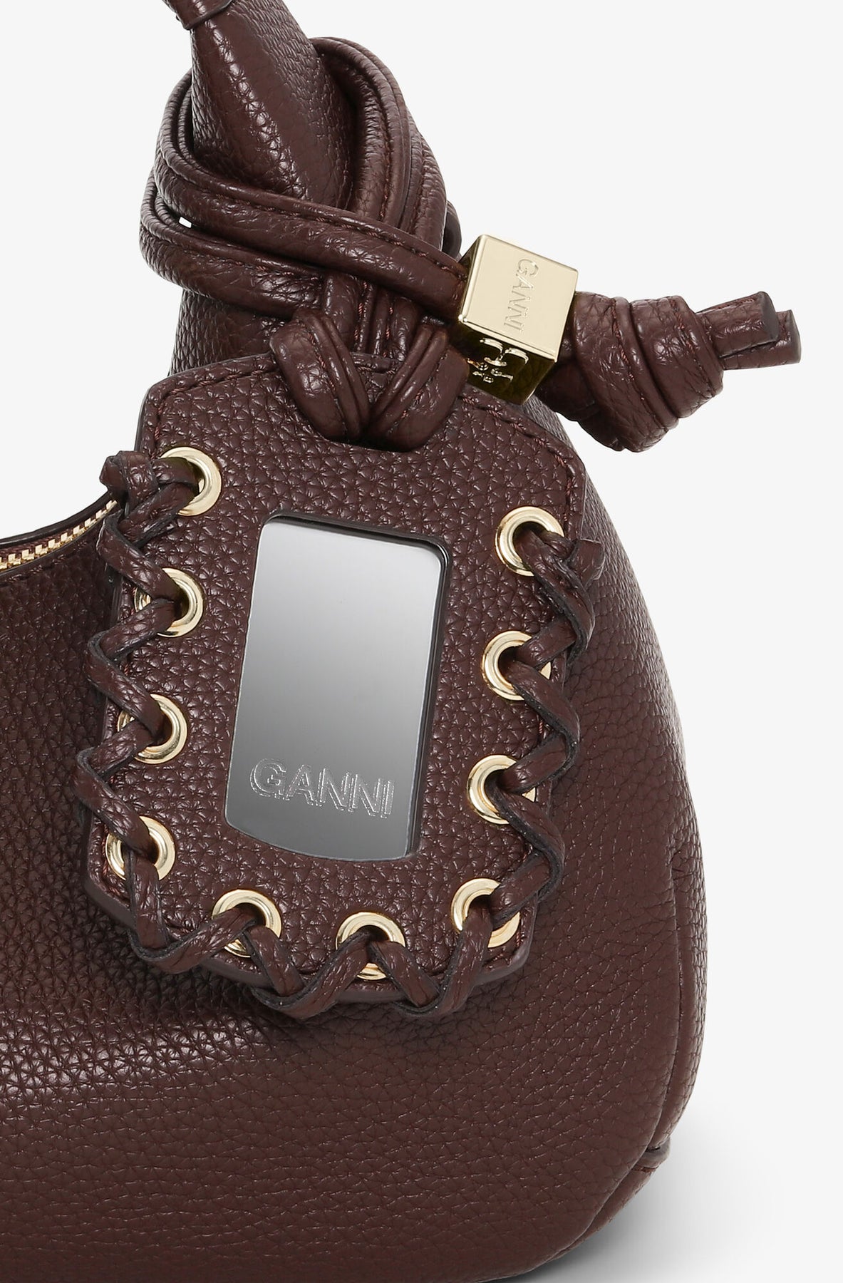 Ganni Hobo Mini Grained - Chicory Coffee