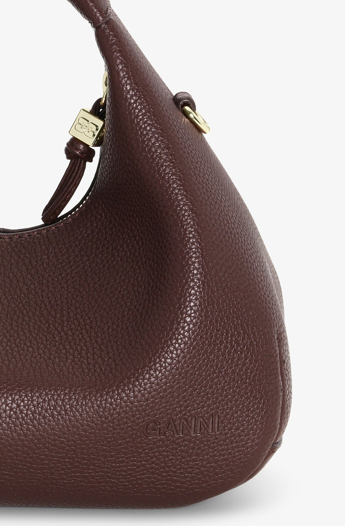 Ganni Hobo Mini Grained - Chicory Coffee