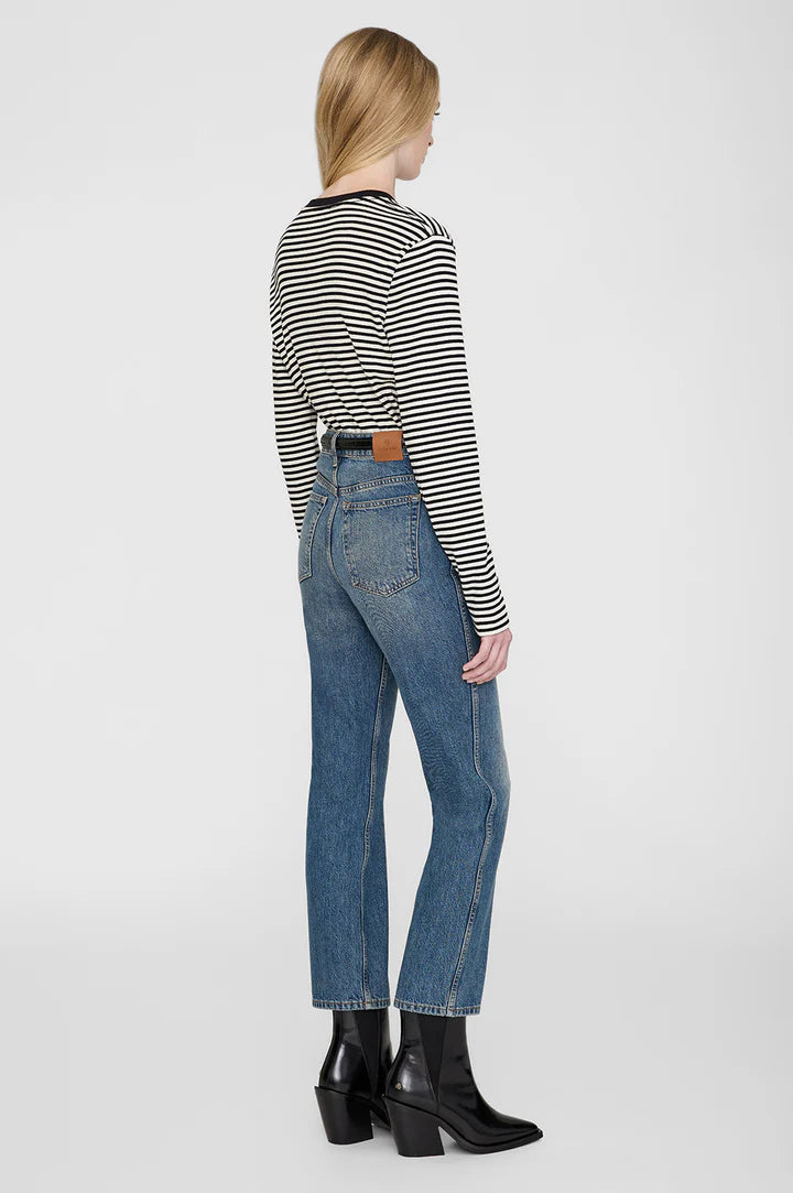 Alessia Long Sleeve Tee - Cream And Black Stripe