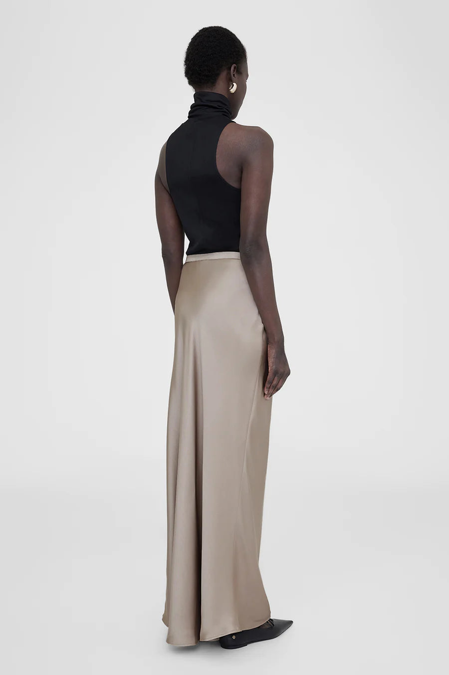 Bar Silk Maxi Skirt - Taupe