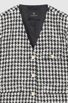Cara Jacket - Cream And Black Houndstooth