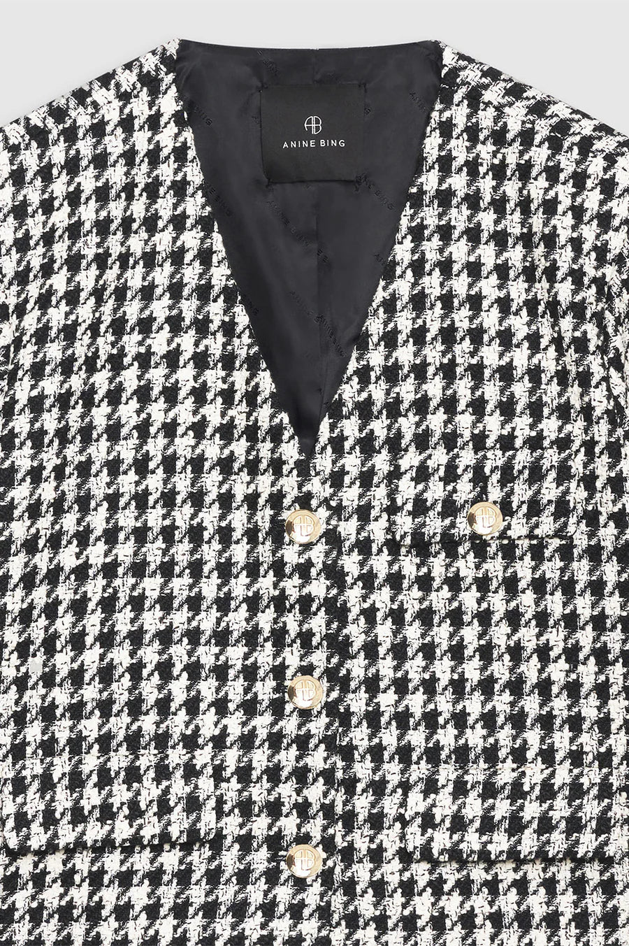 Cara Jacket - Cream And Black Houndstooth
